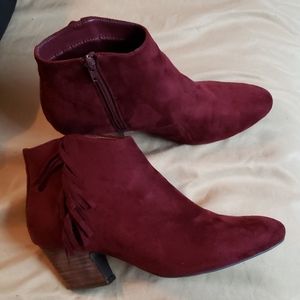 Burgundy Fringe Ankle Booties